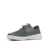 Championes náuticos Columbia Boatside Relaxed PFG de color gris, con entresuela blanca y detalles en azul. Combinan textil, material sintético y cuero, con cordones elásticos y diseño de talón plegable.