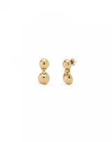 Pendientes dorados con dos bolas colgantes, bañados en oro de 18k.