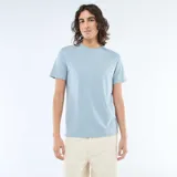 Camiseta de punto de algodón con cuello redondo y mangas cortas, de corte recto y diseño liso.