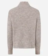 Suéter de punto con cuello alto y mangas largas, de corte regular y textura acanalada en tono beige jaspeado.