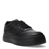 Championes urbanos de cuero sintético color negro, con plataforma y cordones.