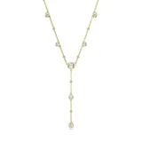 Collar en Y Swarovski de la línea Imber, con diseño distribuido bañado en tono oro y cristales blancos de talla redonda en engaste bisel.