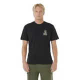 Remera negra de manga corta con logo Rip Curl Vaporcool Search Stack estampado en el pecho.