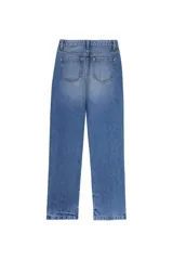 Jeans de tiro alto y corte recto, con diseño clásico de cinco bolsillos, cierre de cremallera y botón metálico.