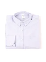 Camisa de hombre a cuadros rojos y blancos, de manga larga y corte clásico.