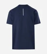 Remera deportiva Get Over de color azul marino, confeccionada en tech fleece con tecnología dry de secado rápido, cuello redondo y manga corta, de corte holgado.