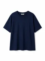 Remera de algodón color negro, con cuello redondo y mangas cortas, de corte clásico y diseño liso.