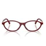 Lentes Miu Miu modelo 09X, con armazón de acetato color bordó de diseño ovalado y elegante.