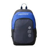 Mochila Rip Curl Ozone de 30 litros, color azul y negro con logo de la marca y estampados en blanco.
