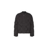 Campera acolchada Represent color negro, con diseño matelaseado en rombos, cierre frontal con cremallera y cuello redondo estilo bomber.