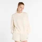 Buzo de algodón color crema, de corte holgado, con cuello redondo y logo bordado en el pecho.