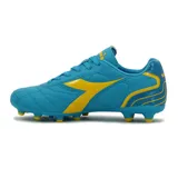 Championes de fútbol Diadora Optimus Futbol MD, color celeste con detalles en amarillo.