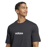 Remera negra de algodón con logo Adidas estampado en blanco en el pecho.