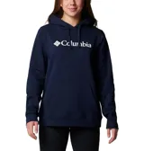 Buzo con capucha y cordones ajustables, de color azul marino. Presenta el logo de la marca estampado en blanco en el pecho y bolsillo tipo canguro frontal.