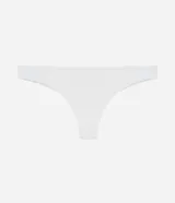 Conjunto de bikini blanco texturizado, con corpiño de breteles anchos y bombacha básica con doble hilo.