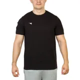 Remera deportiva de manga corta y cuello redondo, color negro, con el logo de Diadora en blanco en el pecho.