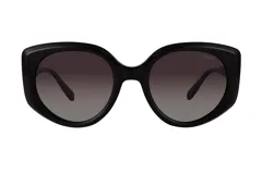 Lentes de sol Azzaro con armazón de acetato negro y diseño de marco grueso. Poseen cristales polarizados con degradado oscuro.