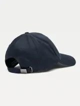 Gorra de béisbol azul marino de algodón con logo de Tommy Hilfiger bordado en el frente.