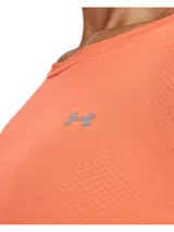 Remera deportiva Under Armour HeatGear Armour de manga larga, color naranja, con cuello redondo y diseño ajustado de alto rendimiento con tejido transpirable.