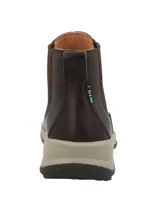 Botín Chelsea Malawi de RKF confeccionado en cuero marrón con paneles laterales elásticos, suela de honey foam en tono beige y detalles de costuras pespunteadas.