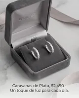 Caravanas tipo argolla de plata 925, decoradas con una hilera de circonias engastadas en el frente.