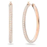 Par de aros tipo argolla Swarovski Stone, con baño de oro rosa y doble hilera de cristales pavé.
