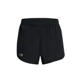 Short deportivo Under Armour Fly negro con cintura elástica fruncida, cordón de ajuste interno, paneles de malla transpirable y logo reflectante.