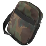 Bolso tipo bandolera Caterpillar modelo Ryan Shoulder Bag, con estampado geométrico en tonos grises y negros, correa ajustable y logo bordado de la marca en el frente.