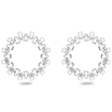 Aros de aro Swarovski con cristales transparentes talla pera engarzados en metal con baño de rodio.