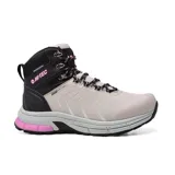 Bota de trekking Hi-Tec modelo Mirage Water Resistant, color beige, de caña media con tecnología de memoria en la plantilla y suela dentada para mayor tracción.