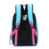 Mochila turquesa con detalles en rosa y negro, con el logo de la NBA y la inscripción "Miami" en blanco.