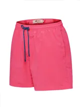 Short de baño rosado con pretina elástica y cordón ajustable azul contrastante. Cuenta con bolsillos laterales y detalles de la marca RKF.