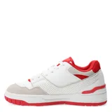 Championes urbanos blancos con detalles en rojo y gris.