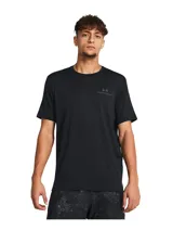 Remera deportiva Under Armour Vanish Energy de manga corta, color negro, con cuello redondo y logo de la marca estampado en el pecho. Confeccionada en tejido técnico elástico de secado rápido con tecnología de control de olores.
