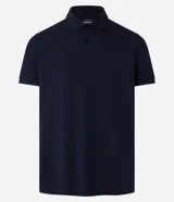 Remera polo de manga corta color verde militar, confeccionada en algodón peruano con cuello convencional y cierre de botones.