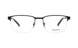 Armazón para lentes Azzaro modelo 31180, color negro, de metal, con forma rectangular y diseño semi al aire.