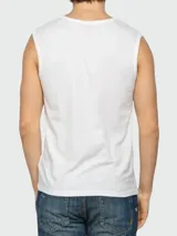 Musculosa blanca de algodón con cuello redondo y sisas amplias. Pack de dos unidades.