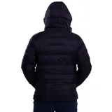Campera puffer Diadora color negro, con diseño acolchado, cierre frontal completo, bolsillos laterales y capucha desmontable. Presenta el logo de la marca bordado en el pecho.