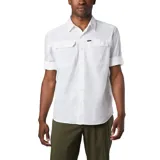 Camisa de manga larga Columbia modelo Silver Ridge 2, color blanco, con bolsillos frontales con solapa, cuello camisero y cierre de botones. Cuenta con tecnología Omni-Shade y Omni-Wick.