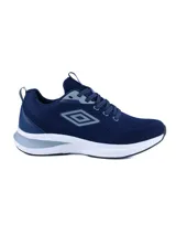 Championes deportivos Umbro modelo Vega para hombre, color azul marino con suela blanca y detalles en gris.