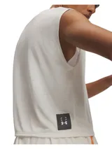 Musculosa deportiva Under Armour modelo UA HB Run Aeris SL, color blanco, de corte holgado y sin mangas.