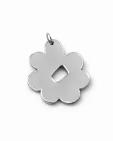 Dije con forma de flor abstracta de acrílico espejado con acabado brillante y recubrimiento de resina protectora.