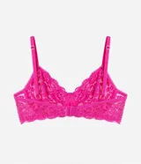 Soutien gris de encaje floral, sin copa y con aro. Breteles finos ajustables y cierre trasero.