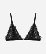 Soutien top triangular de encaje color borgoña, sin aro ni relleno, con breteles finos ajustables.