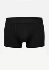 Bóxer ajustado de color negro, confeccionado en suave tejido de bambú con elastano, con cintura elástica personalizada con la inscripción "motor oil" en tono tono.