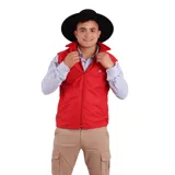 Chaleco negro de microfibra impermeable con interior de polar y cierre frontal.