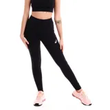 Calza deportiva Asics de color negro, corte ajustado de tiro alto con el logo de la marca bordado en blanco en la pierna.