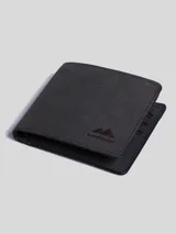 Billetera plegable de diseño clásico con textura suave, cuenta con múltiples compartimentos para billetes, tarjetas y documentos.