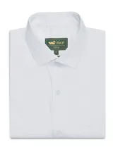 Camisa de manga larga RKF modelo Easysolid, color blanco, de corte regular y confeccionada en popelina de algodón con tratamiento de fácil planchado. Presenta cuello camisero clásico, cierre frontal con botones y un bolsillo en el pecho con el logo bordado.