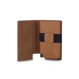 Tarjetero compacto color gris con caja de aluminio incorporada y elástico divisor para billetes. Protege las tarjetas del escaneo gracias a su sistema anti clonación.